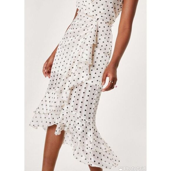 Nasty Gal Spotty Plunge Ruffle Front Maxi Tea Dress - Picture 3 of 12